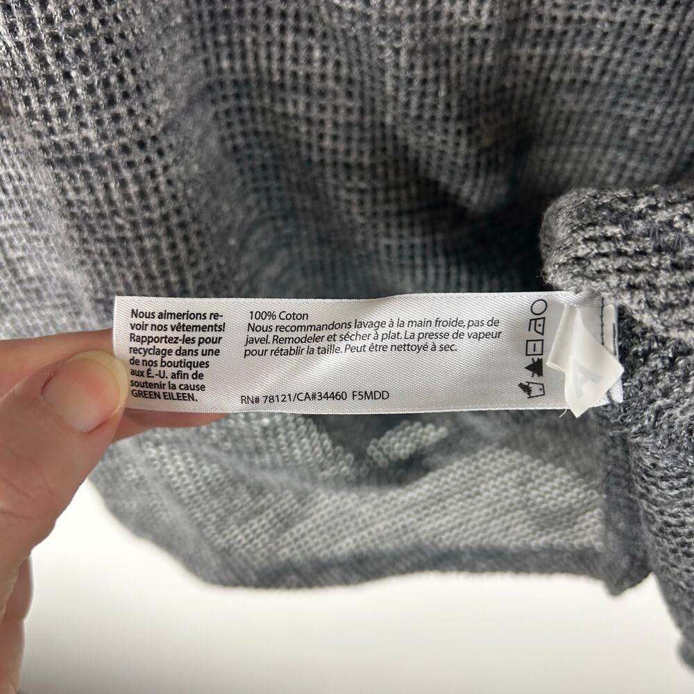 Eileen Fisher Womens Sweater Size Medium Gray Cotton Mesh Asymmetrical Hem - Picture 6 of 7